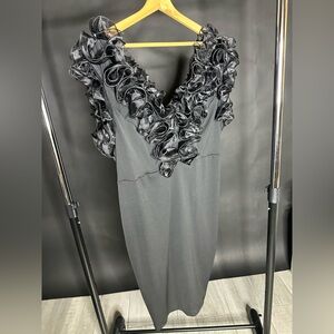 Elegant Black Ruffle Dress 2XL NEW